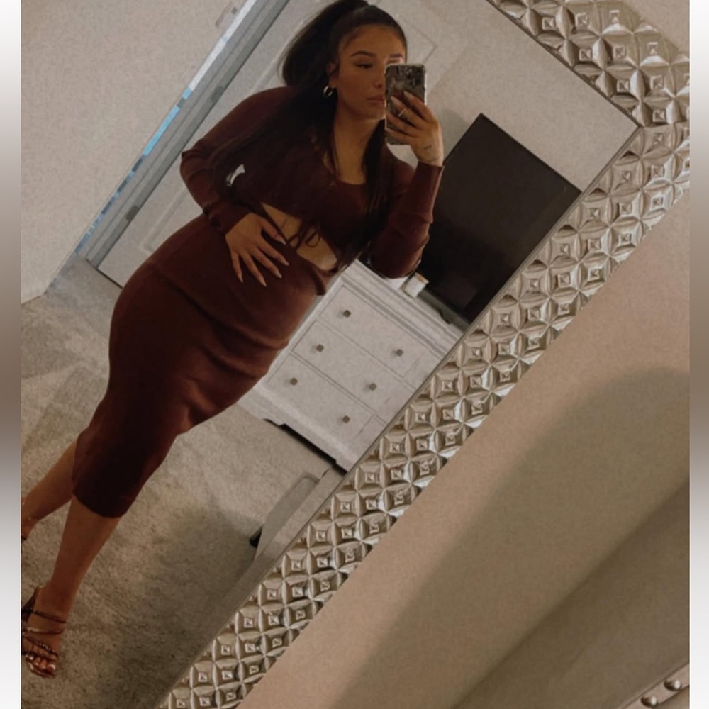 All in Favor Brown Long Sleeve Dress with Timeless Elegance